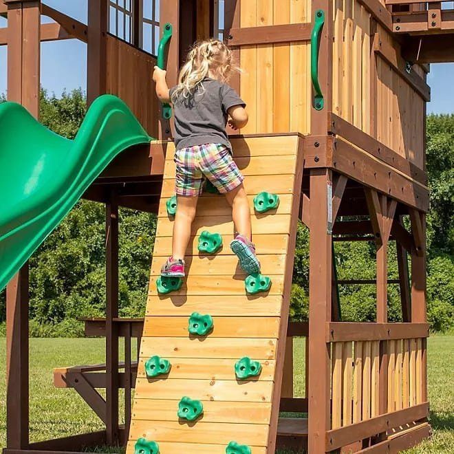 Discovery Skyfort II Cedar Swing Set – Outdoor Playset for Kids with Slides & Swings