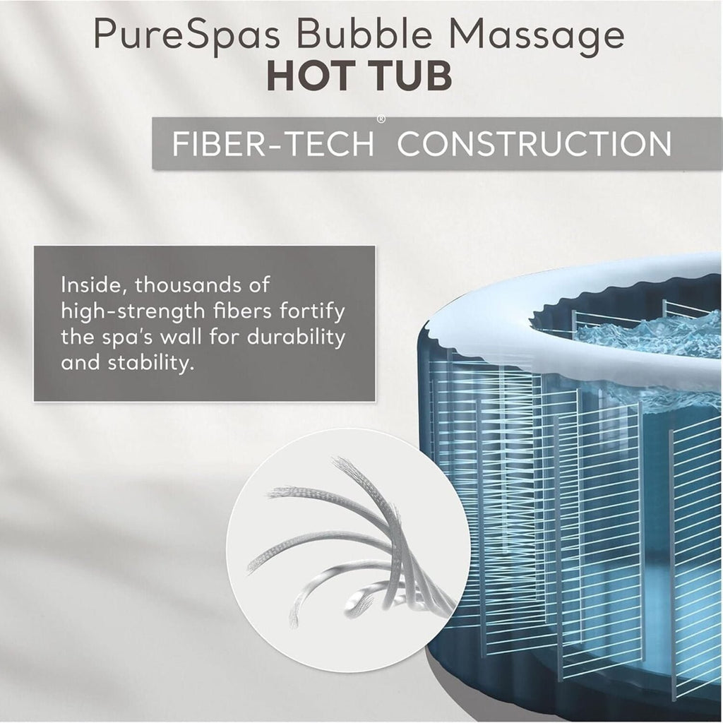Intex: PureSpa: Sahara Tan Inflatable Hot Tub Set – 6 Person – 85″ Round Outdoor Heated Bubble Spa, Jet Massage, Cover, Hard Water Treatment System