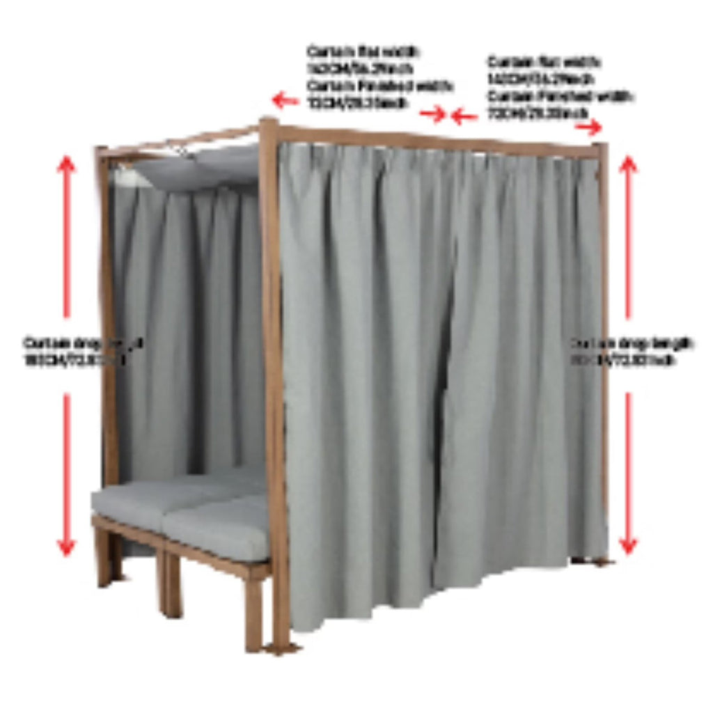 Marlow Pergola with Retractable Curtains and Faux Wood Finish, Grey