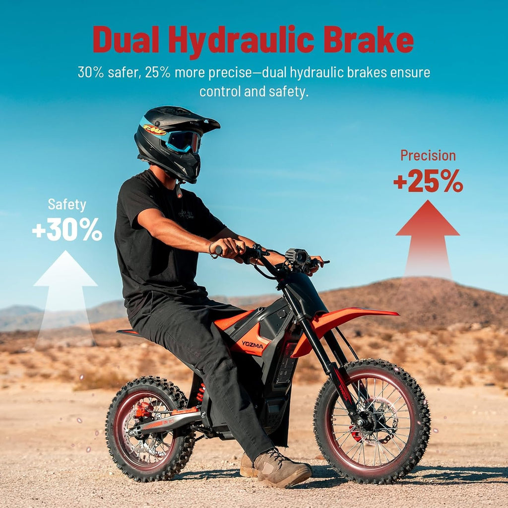 Yozma IN10 Off-Road Electric Mini Dirt Bike for Teens & Adults, 2600W Electric-Motorcycle with 1123.2AH Removable Battery Ebike, Dual Hydraulic Brakes and Suspensions Mountain E Dirt Bike