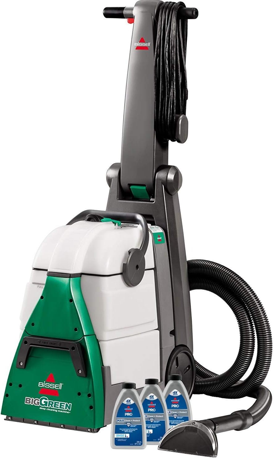 BISSELL Big Green Professional Carpet Cleaner with XL DirtLifter PowerBrush, 9-inch Long Reach Hose, 6-inch Tough Stain Tool, Includes BISSELL PRO MAX Formula with Stain Protect Technology