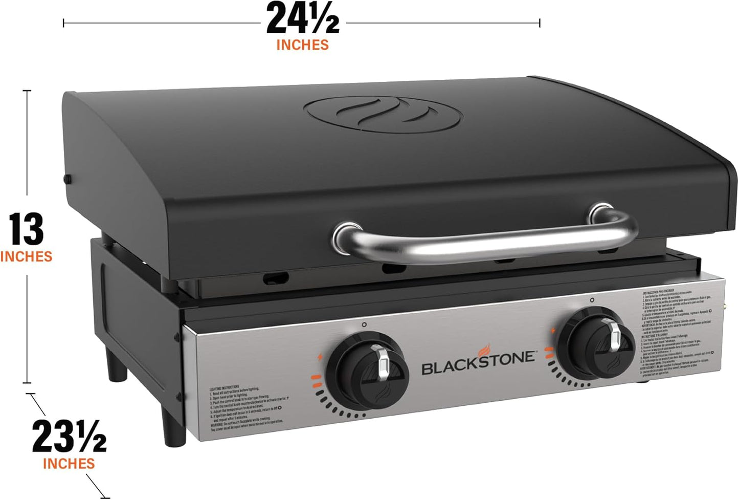 Blackstone 22″ Portable Tabletop Griddle – Dual Burner Flat Top Grill, 24,000 BTU Propane with Stainless Steel Faceplate &amp; Rear Grease System