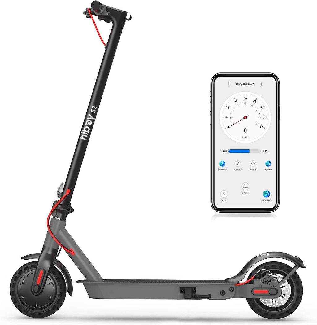 Hiboy S2 Electric Scooter - 8.5" Solid Tires - Up to 17 Miles Long-Range & 19 MPH Portable Folding Commuting Scooter for Adults with Double Braking System and App