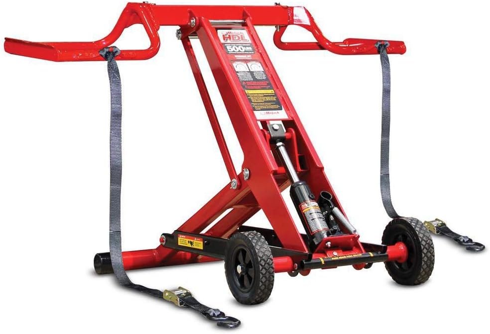 MoJack 45501 HDL500 Hydraulic Cylinder Lift Jack for Zero Turn Radius Riding Lawn Mower Maintenance and Repair - 500 Pound Lift Capacity with Locking Bar for Added Safety