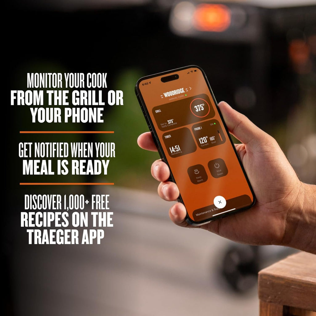 Traeger Grills Woodridge Pro Electric Wood Pellet Grill and Smoker, 970 Sq. In., Outdoor Pellet Smoker Grill with Digital Sensor and Side Shelf, Wi-FIRE Technology, Super Smoke Mode, Black, TFB97JLH