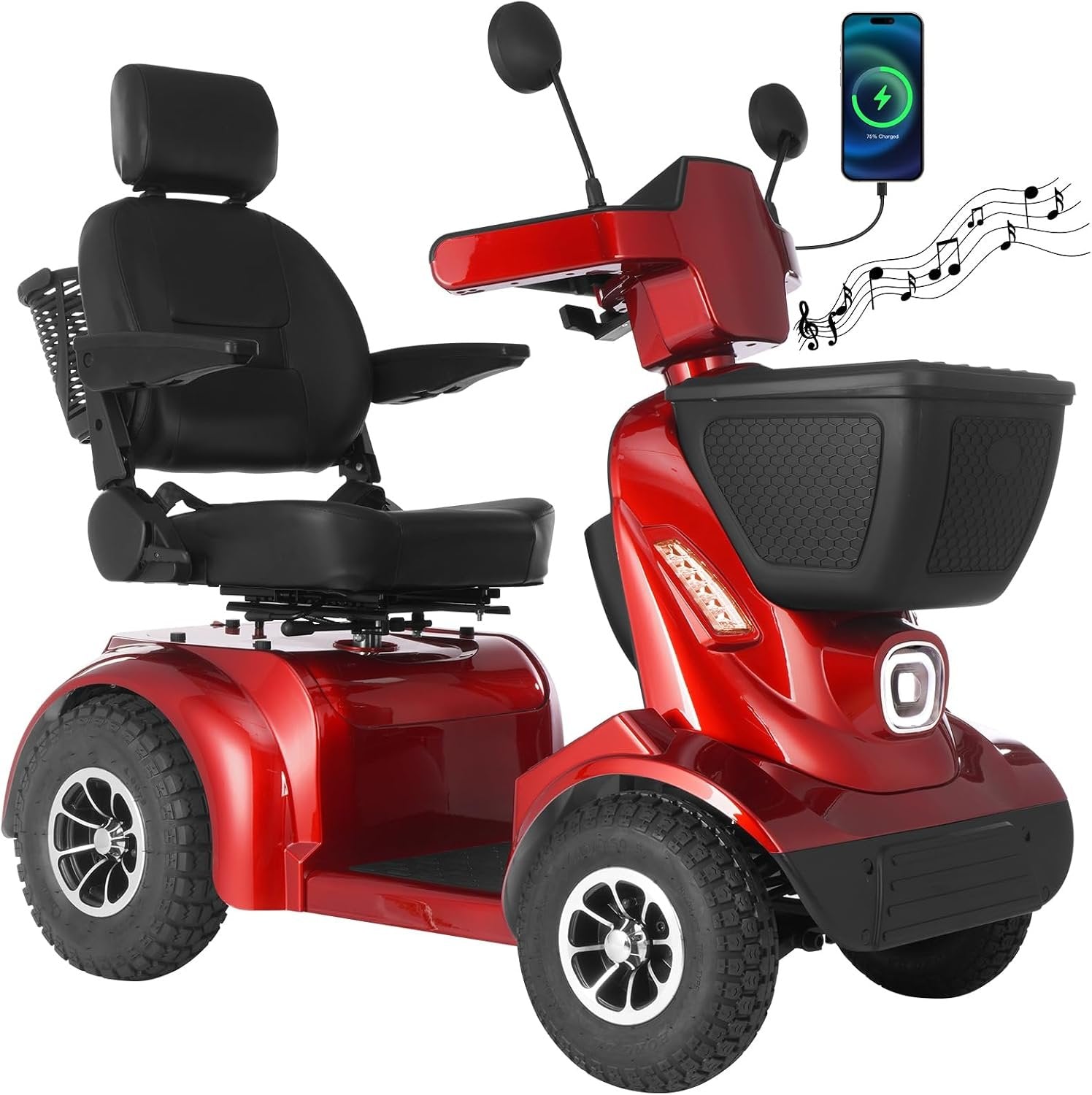 Ecomobi All-Terrain Heavy Duty Mobility Scooter for Seniors &amp; Adults, 1000W Powerful Motor, 550 lbs Weight Capacity, 32 Mile Extended Range, 9 MPH, 13” Pneumatic Tires, Full Suspension, FDA Cleared