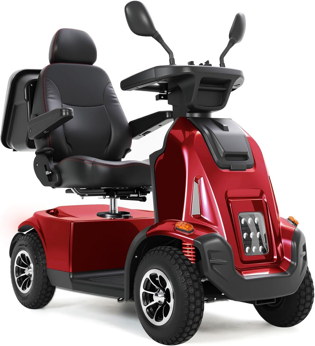 Ecomobi All-Terrain Heavy Duty Mobility Scooter for Seniors &amp; Adults, 1000W Powerful Motor, 550 lbs Weight Capacity, 32 Mile Extended Range, 9 MPH, 13” Pneumatic Tires, Full Suspension, FDA Cleared