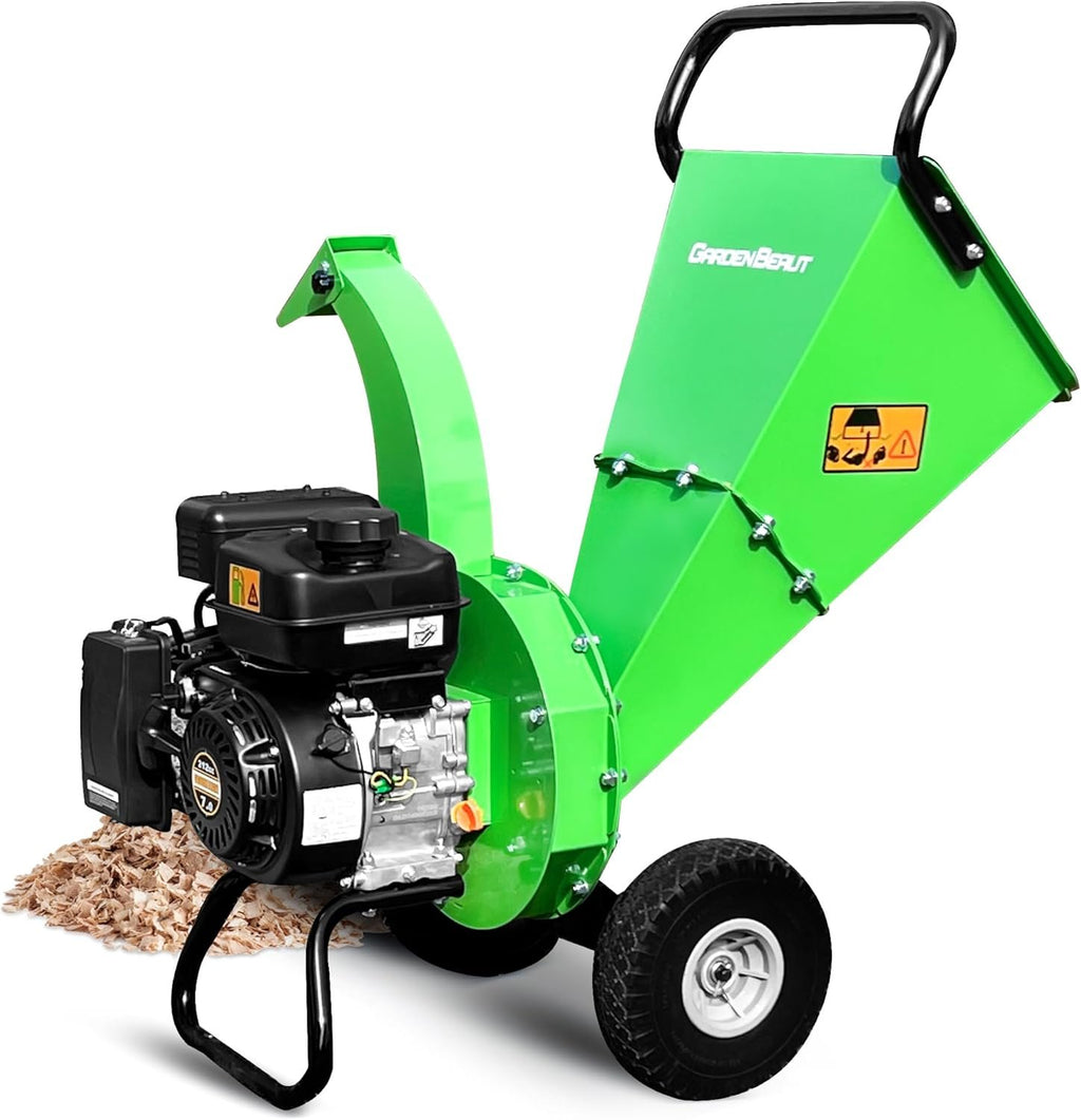S3 Gas-Powered Wood Chipper Shredder, 7HP, 3" Max Diameter, Heavy Duty
