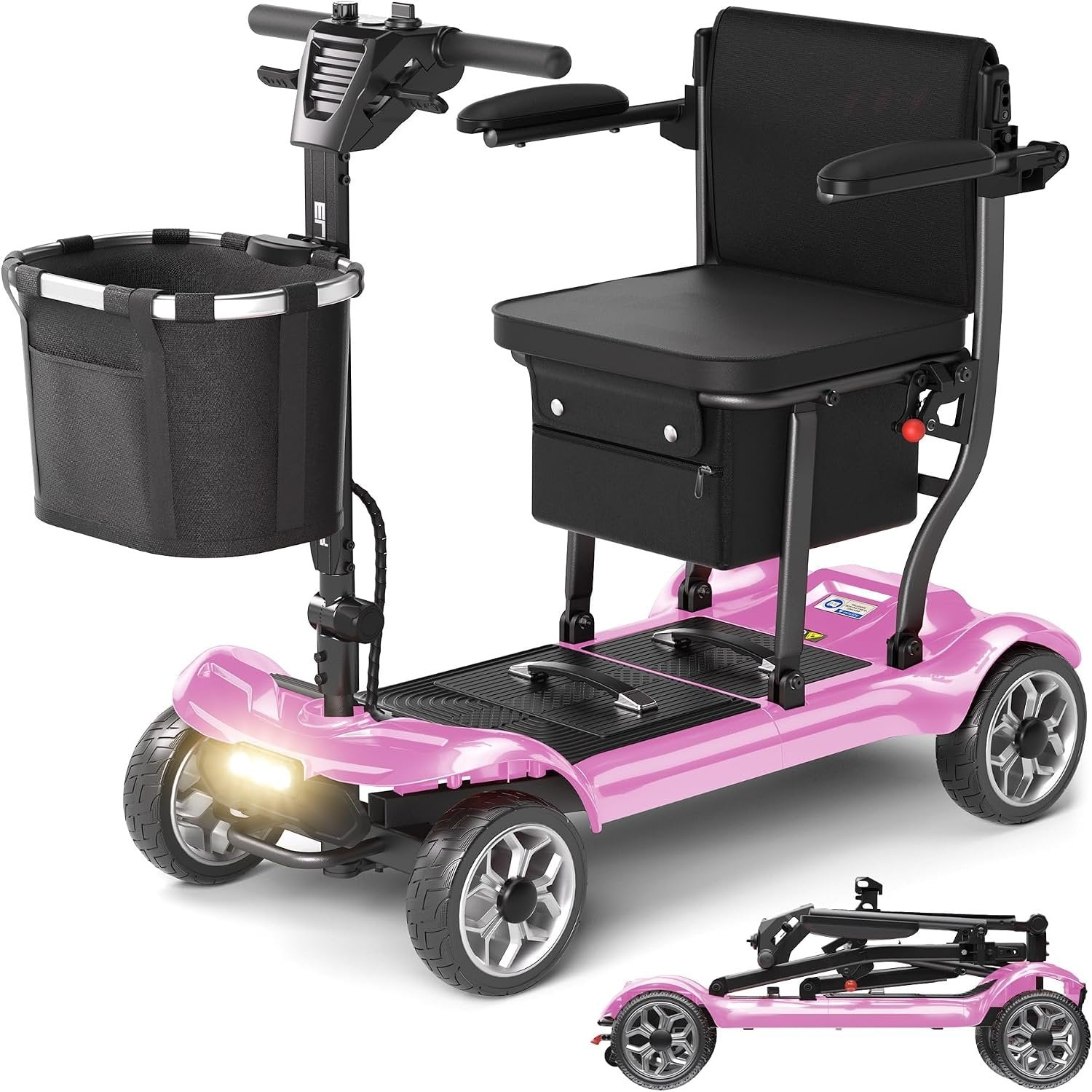 Lightweight Mobility Scooter for Adults &amp; Seniors - Cruise &amp; Airport Approved, 43lb Foldable Portable Motorized Scooters with Removable Lithium Battery for 12.4 Miles Travel, 300lb Capacity, Blue