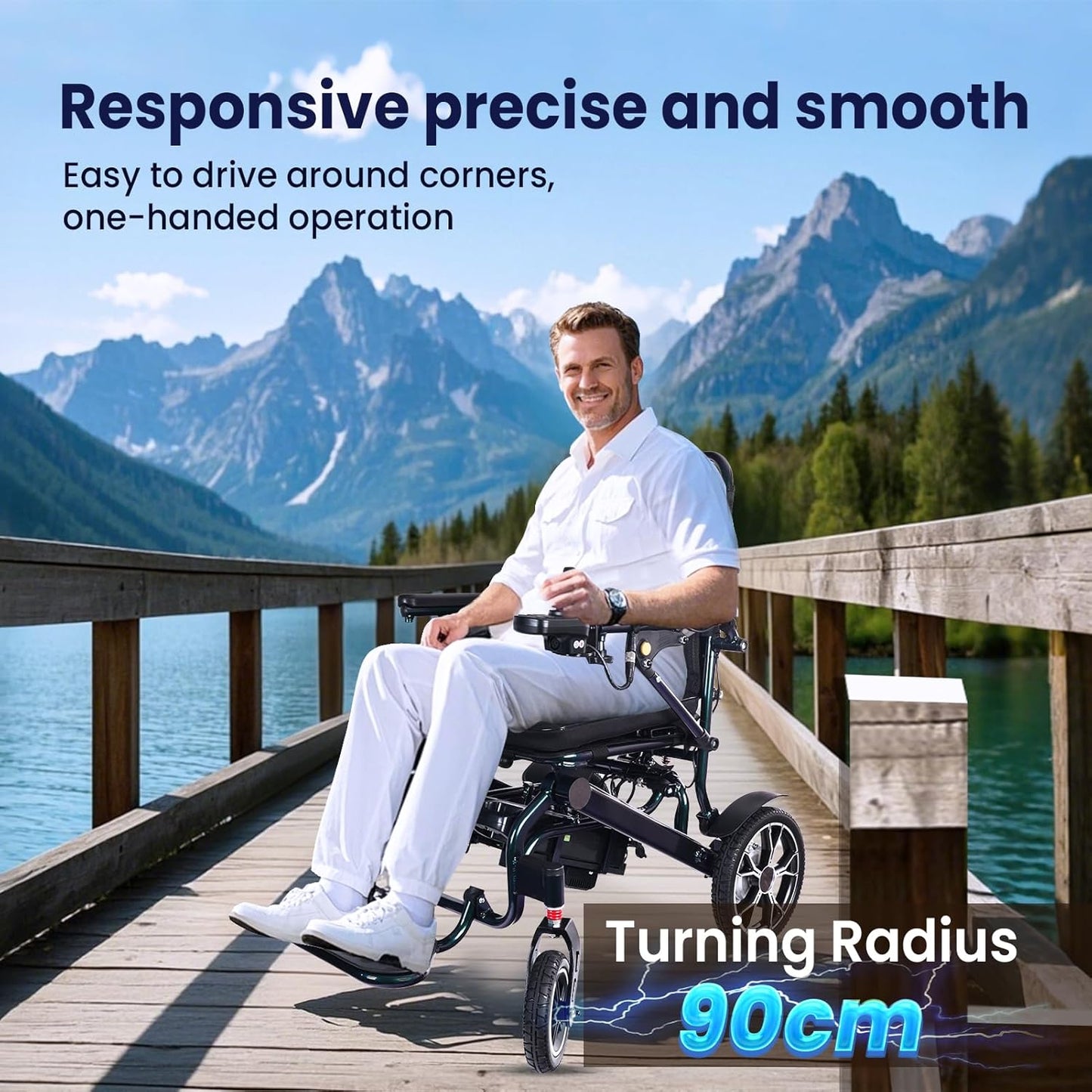 42 lbs Foldable Electric Wheelchair – Dual Battery, 500W, Airline Approved