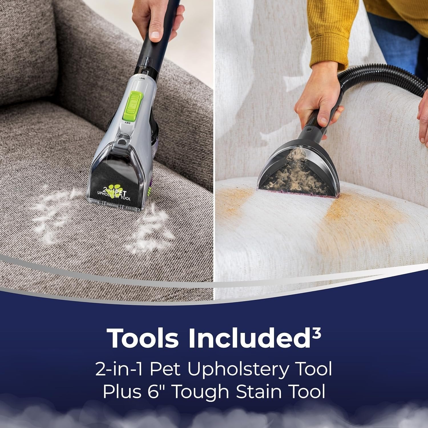 BISSELL Revolution HydroSteam Pet Carpet Cleaner, Upright Deep Cleaner, HydroSteam Technology, 2-in-1 Pet Upholstery Tool & Formulas Included, 3432
