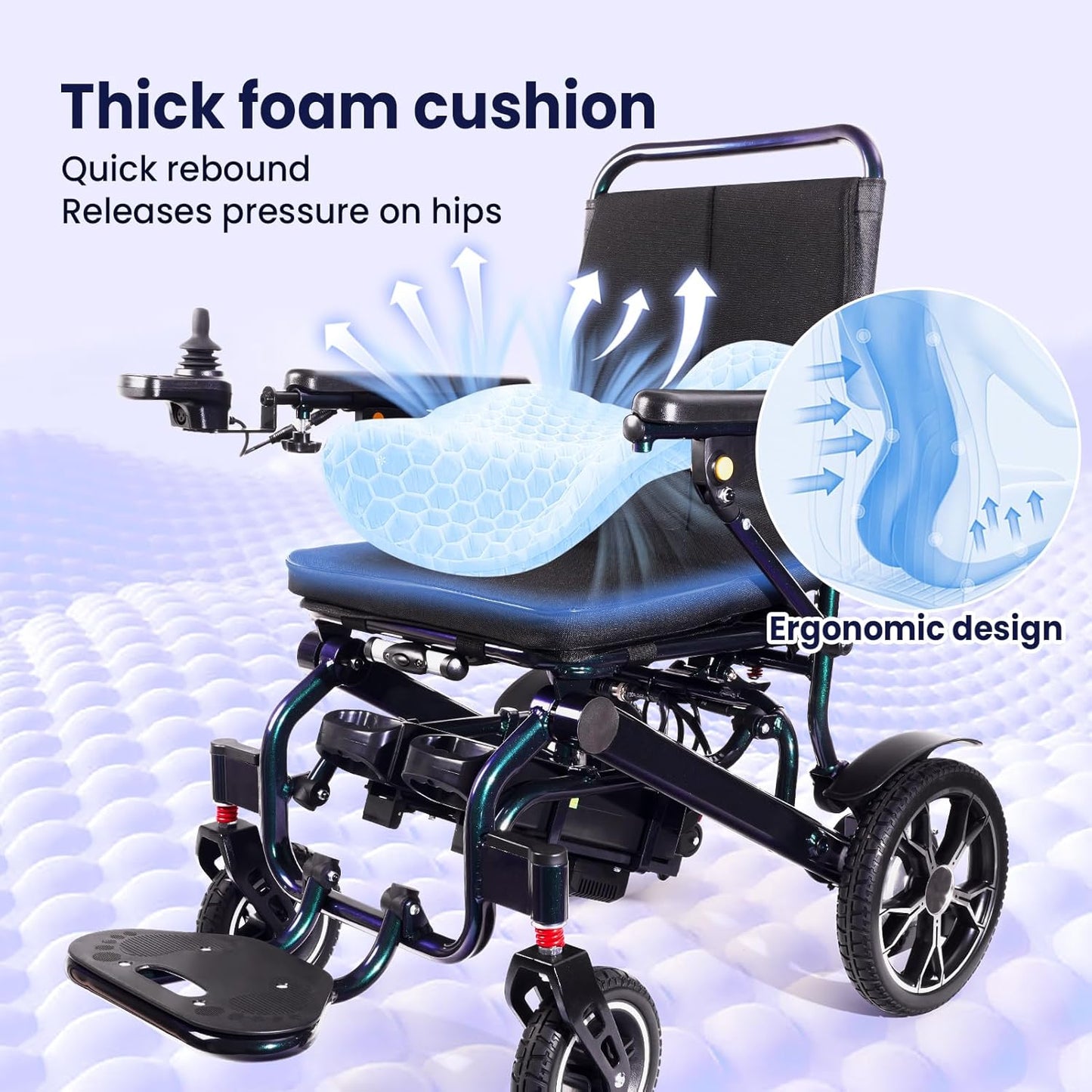 42 lbs Foldable Electric Wheelchair – Dual Battery, 500W, Airline Approved