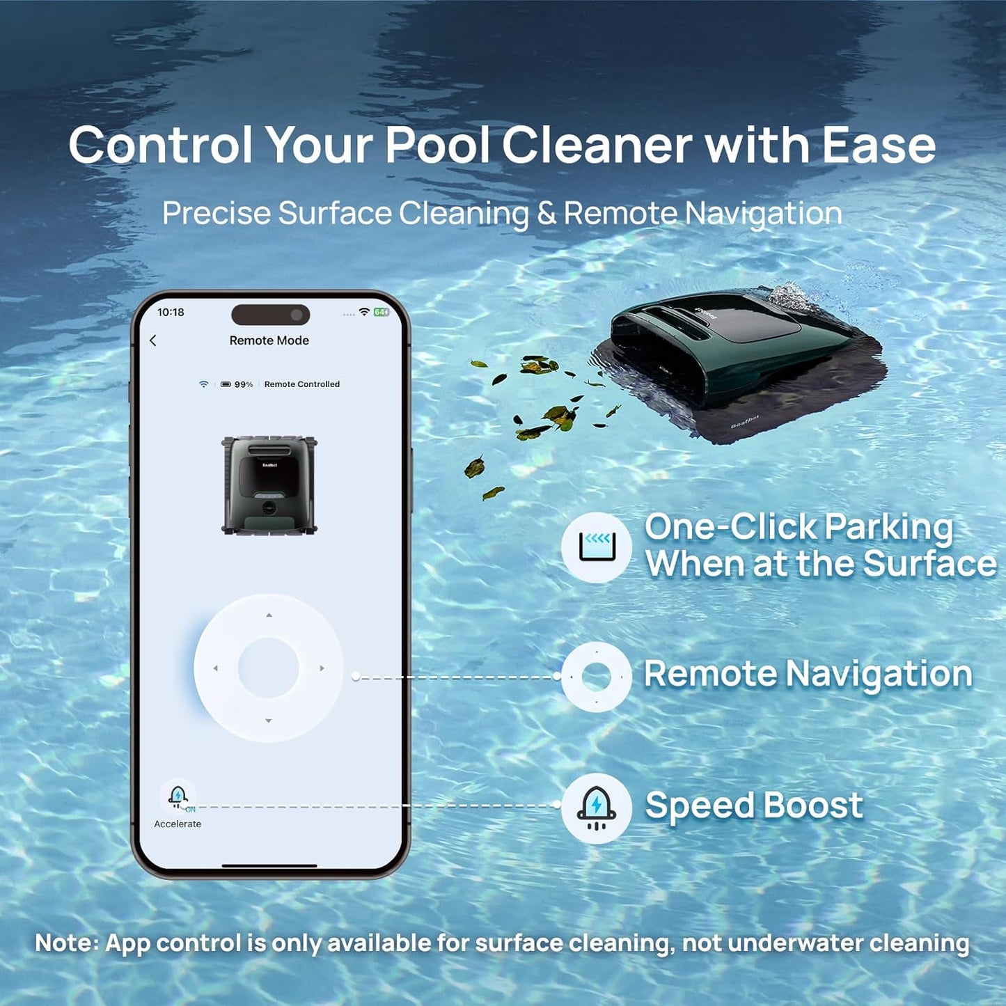 Beatbot AquaSense 2 Pro Robotic Pool Cleaner – 5-in-1 Cordless Skimmer &amp; Clarifier, App-Controlled, Smart Parking, Up to 3,875 Sq. Ft. – Obsidian