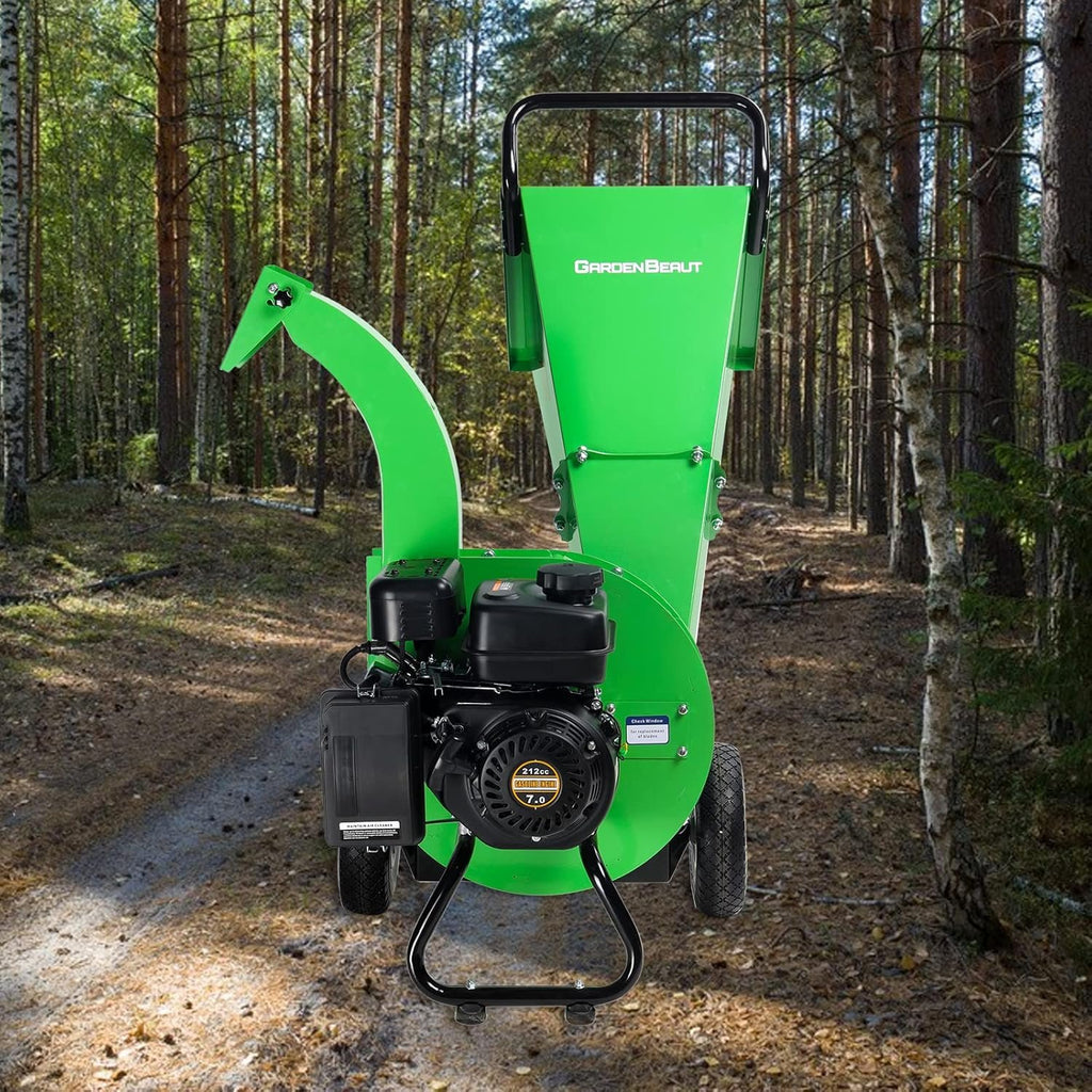 S1 Gas-Powered Wood Chipper, 7HP, 3" Max Diameter, High Reduction Ratio