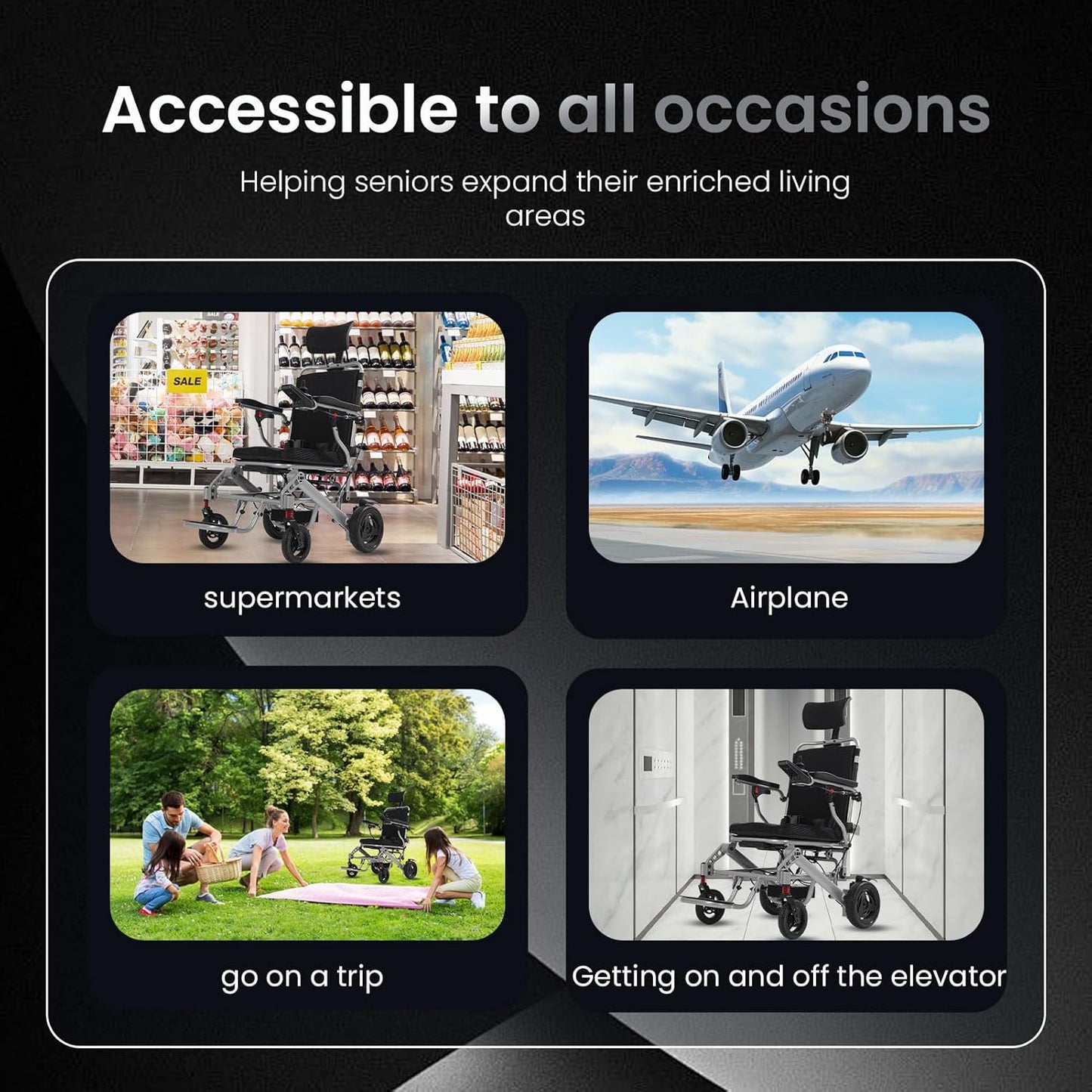 2025 Reclining Electric Wheelchair – 30+ Mile Range, Foldable All-Terrain Power Chair with Dual Batteries, Headrest &amp; Telescopic Handle
