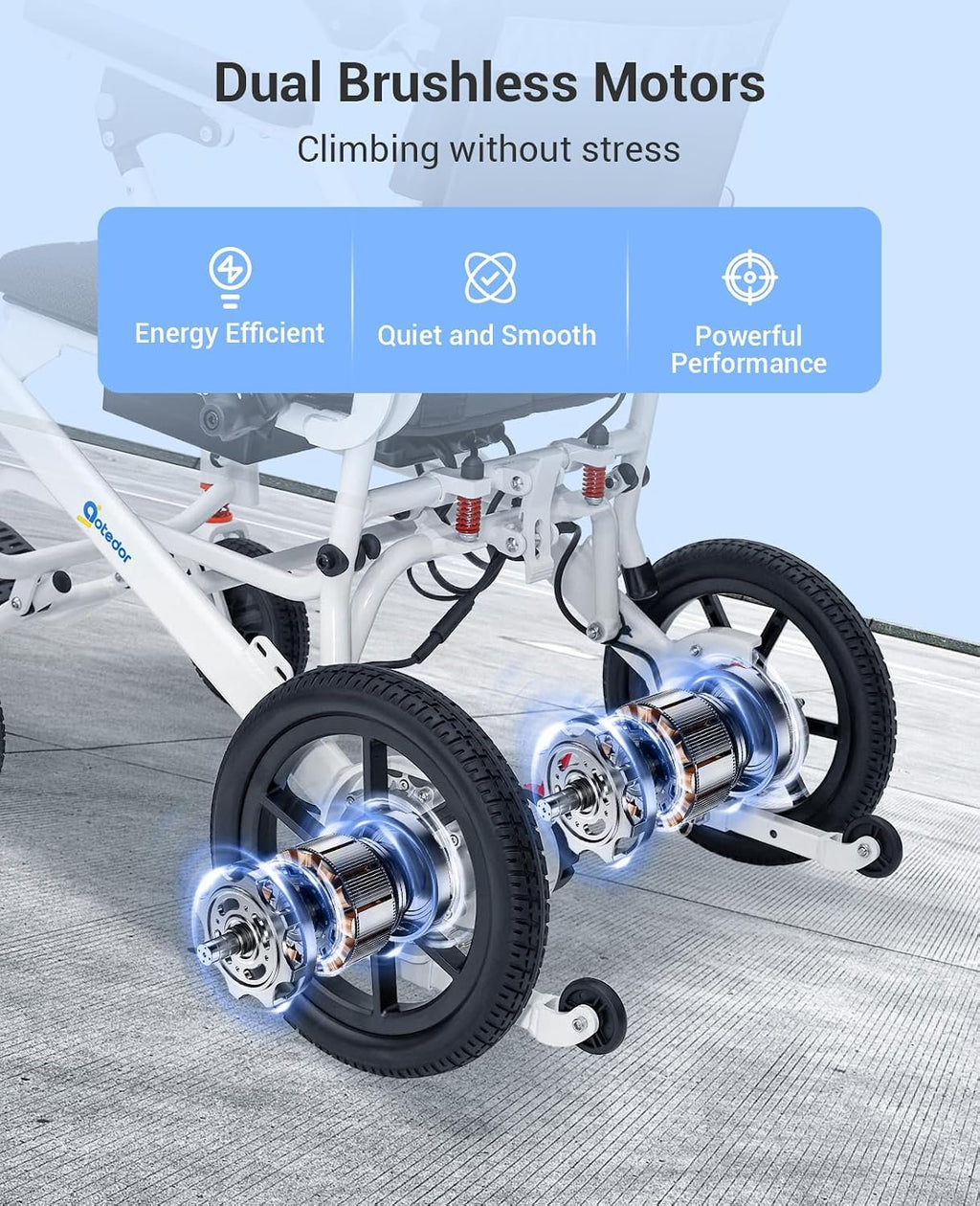 Aotedor Electric Wheelchairs for Adults,22 Miles Long Travel Range with 2 Lithium Batteries All Terrain Power Wheelchair,Ultra Lightweight 39Lbs Folding Compact Motorized Wheelchair,Airline Approved