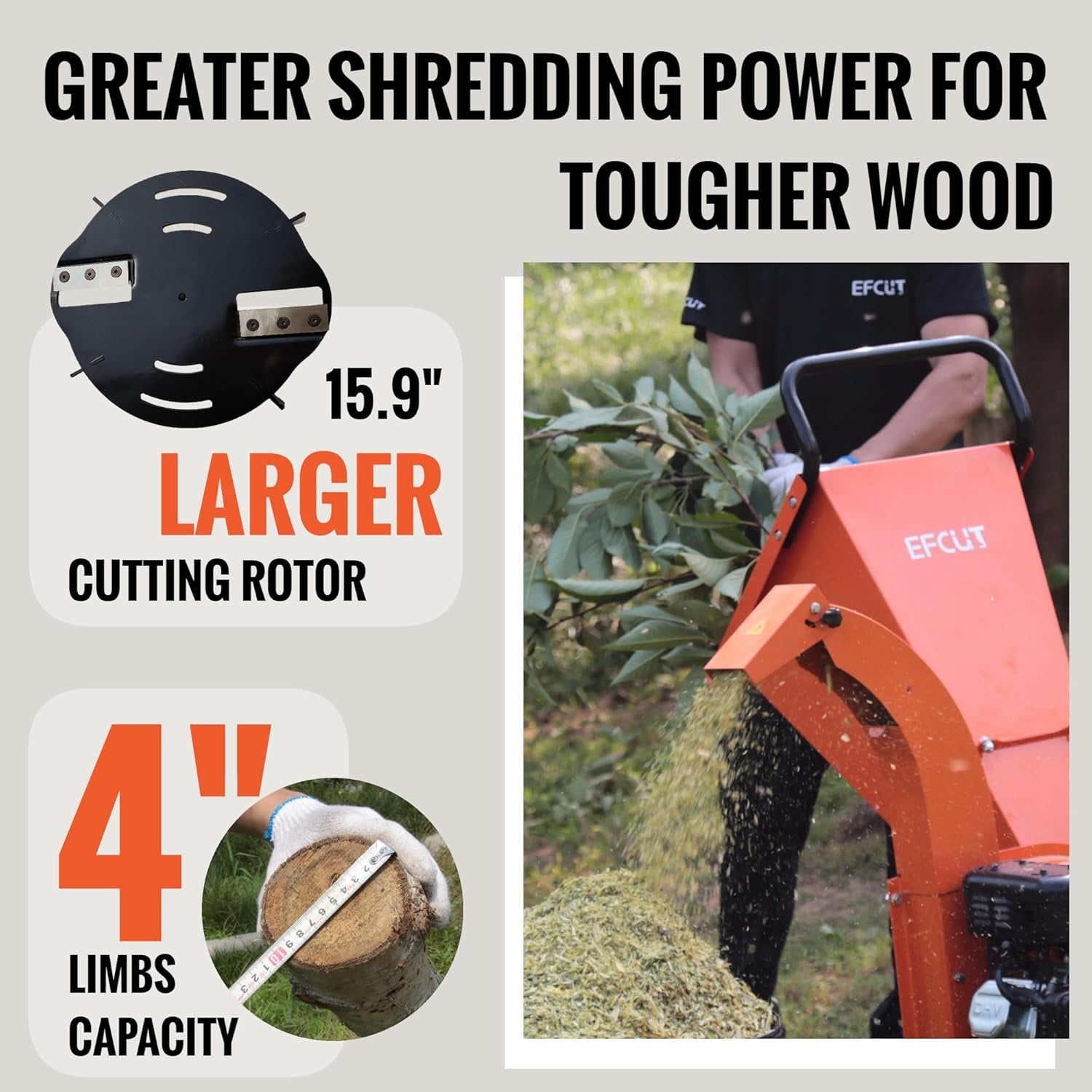 C40 Gas-Powered Wood Chipper, 9 HP, 4" Max Diameter Capacity