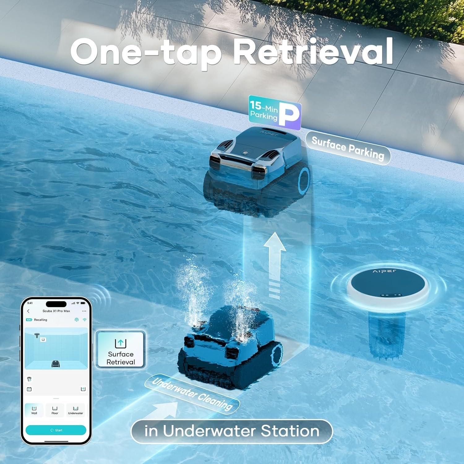 Aiper Scuba X1 Pro Max Robotic Pool Cleaner Bundle with HydroComm Pro Smart Water Monitor