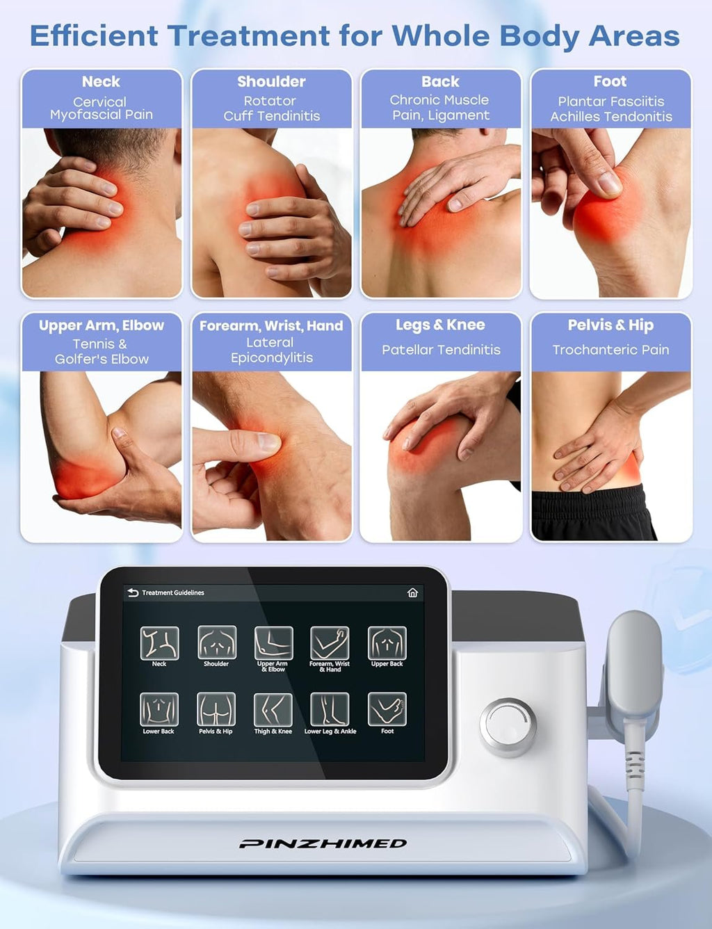 2026 Upgraded Shockwave Therapy Machine, Non-Invasive Extracorporeal ESWT Shockwave Therapy with 8 Heads for Pain Relief, Muscle, Joint &amp; Tissue Regeneration, 10 bar &amp; 10 Modes for Home &amp; Institution