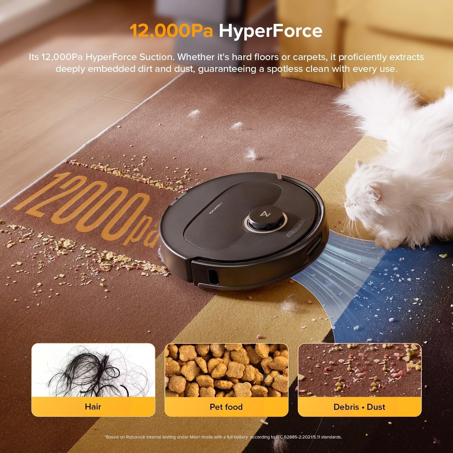 roborock Qrevo S5V Robot Vacuum and Mop, FlexiArm Edge Mopping, 12,000Pa Suction, Dual Zero-Tangle System, Smart Obstacle Avoidance, 10mm Mop Lifting, Auto Mop Washing&amp;Drying, Self-Emptying&amp;Refilling