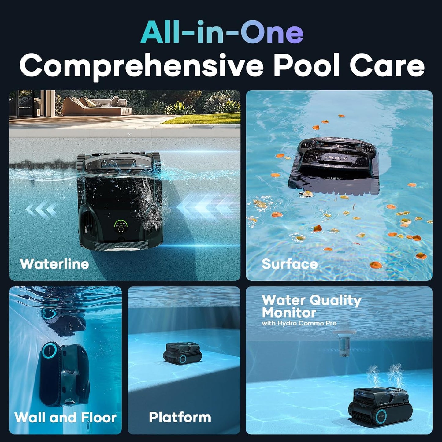 Aiper Scuba X1 Pro Max Pool Cleaner + HydroComm Pro Water Monitor Bundle – Smart Robotic Cleaning &amp; Real-Time Water Quality Control
