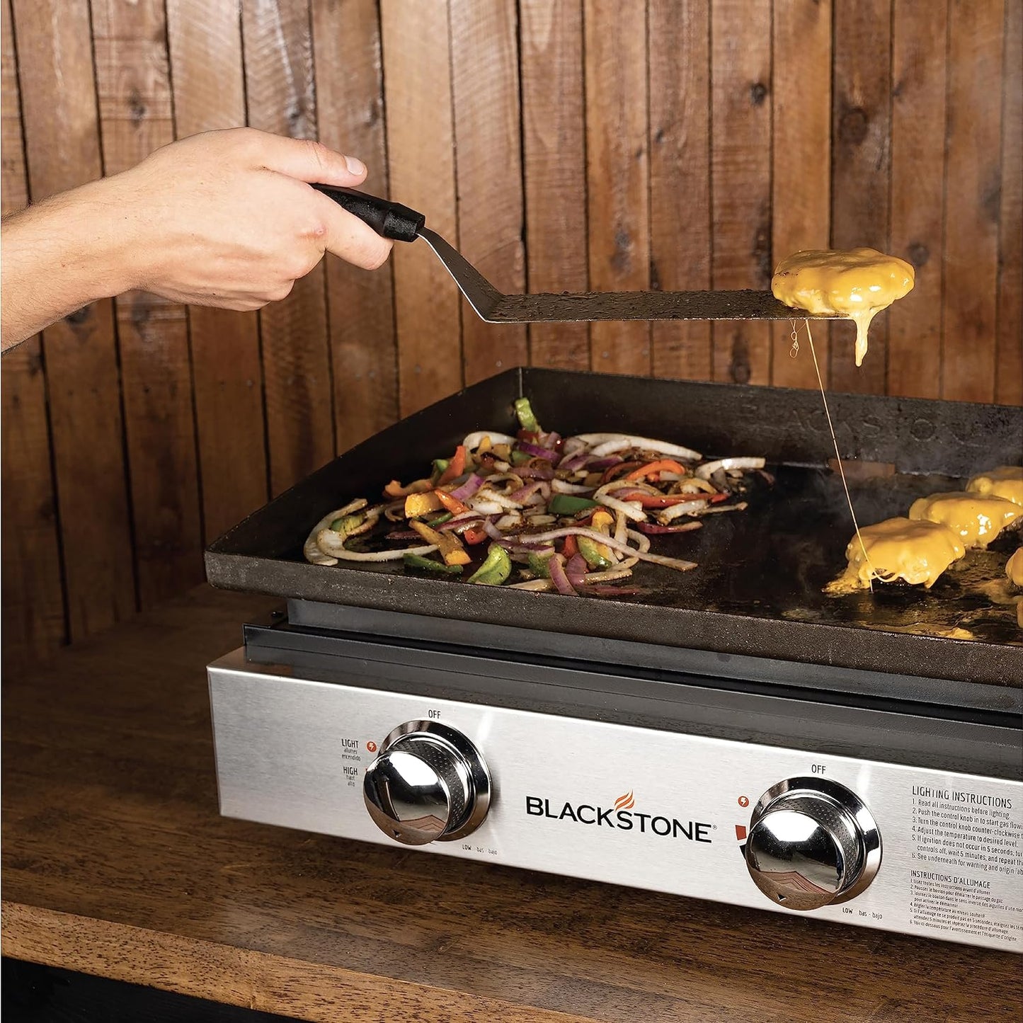 Blackstone 22″ Portable Tabletop Griddle – Dual Burner Flat Top Grill, 24,000 BTU Propane with Stainless Steel Faceplate &amp; Rear Grease System
