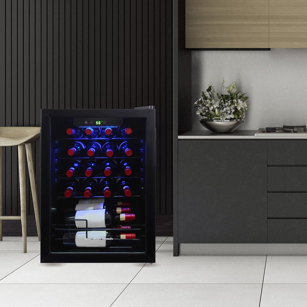 22 Bottle Wine Fridge, 2.6 Cu. ft. Wine Refrigerator with Glass Door and Touch Controls, Black