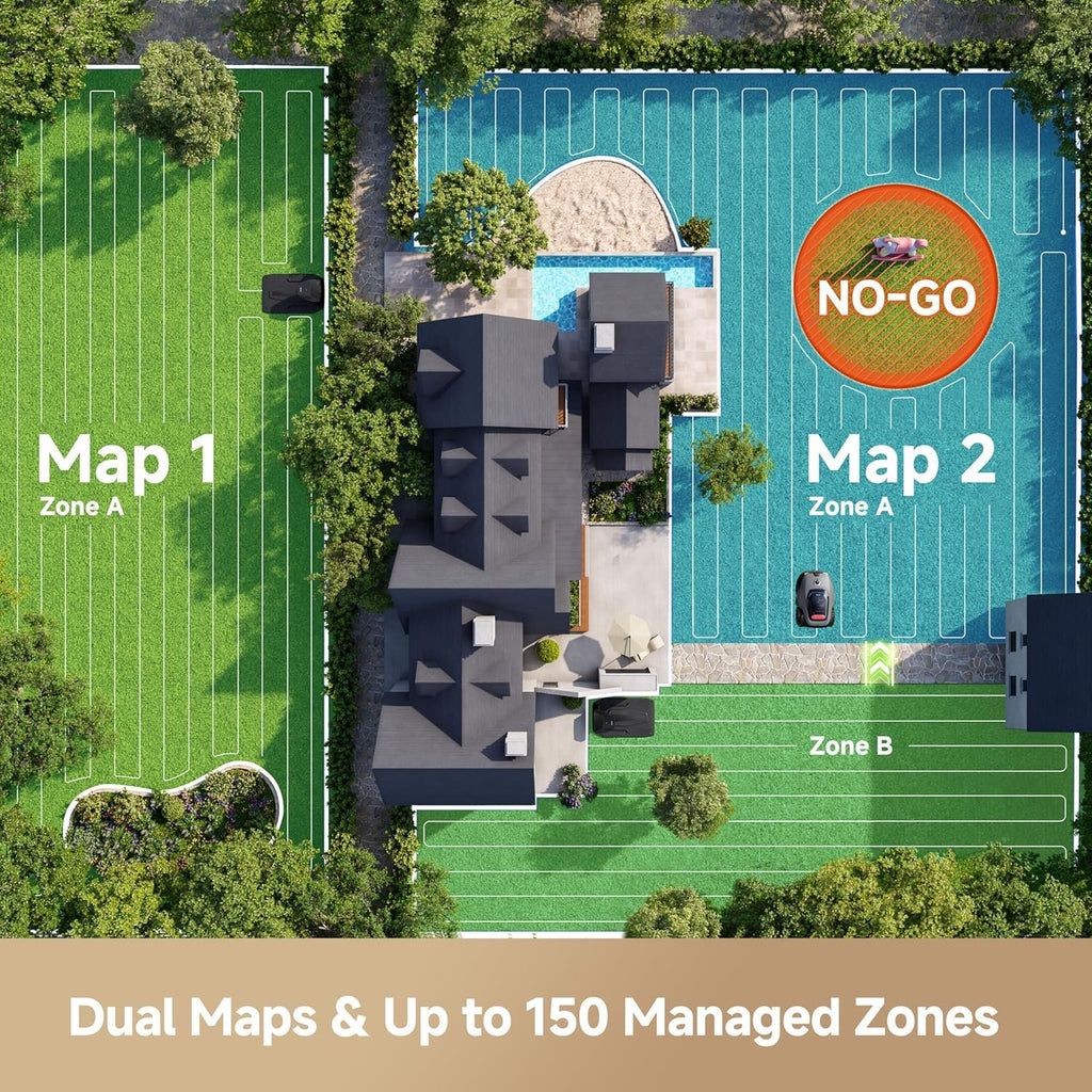 MOVA LiDAX Ultra 1000 Robot Lawn Mower Wire Free with Garage for 1/4 Acre, RTK-Free+360° 3D LiDAR+AI Vision Mapping, Zero-Edge Cutting, Cutting Height 1.2"-3.9", 45% Slope, 150 Managed Zones Dual Maps