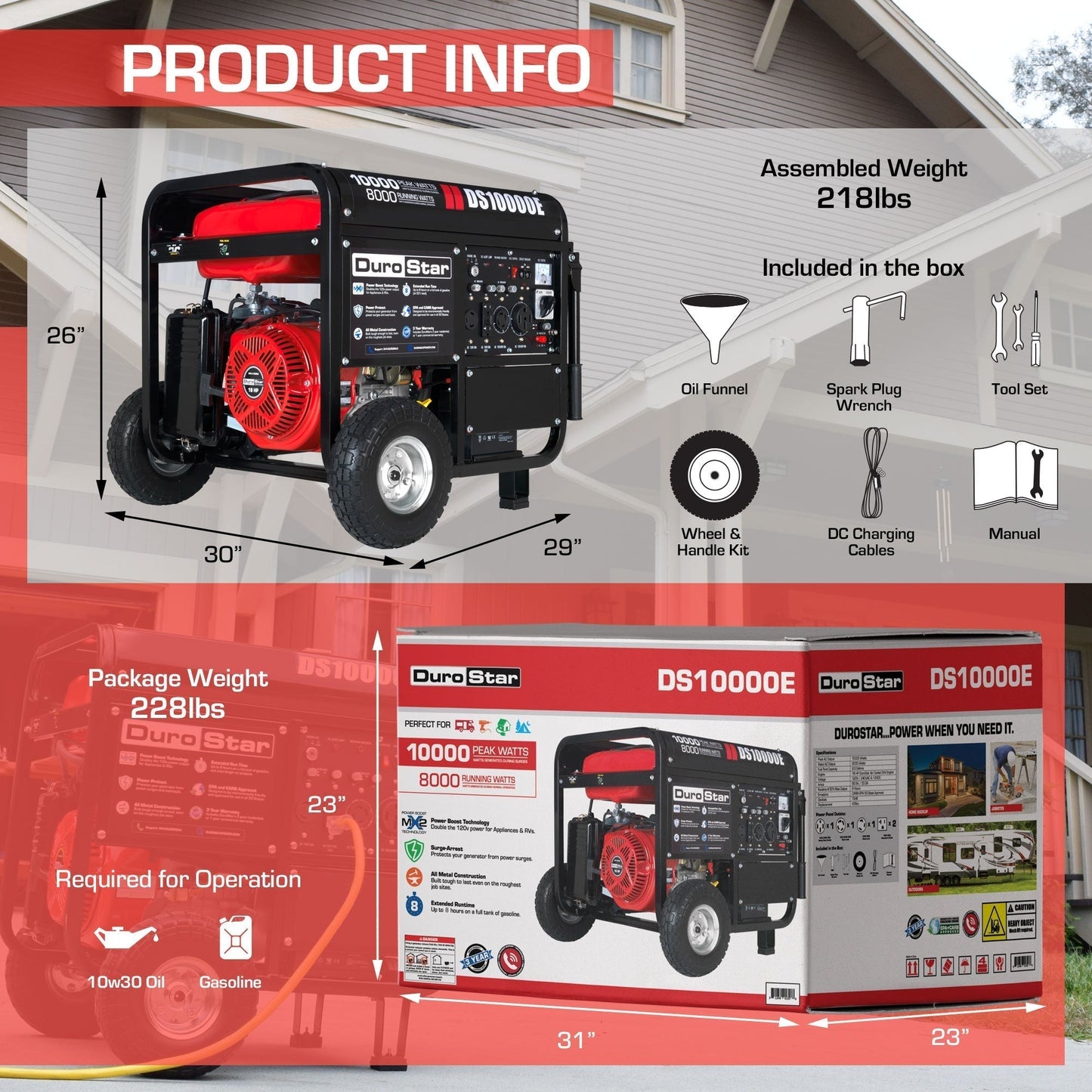 10,000W Gasoline Portable Generator – Heavy-Duty Backup Power for Home &amp; Job Site