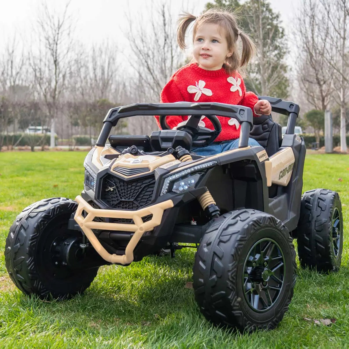 Can-Am Maverick Custom Edition 24V Kids Ride-On UTV Buggy Car | Desert Tan