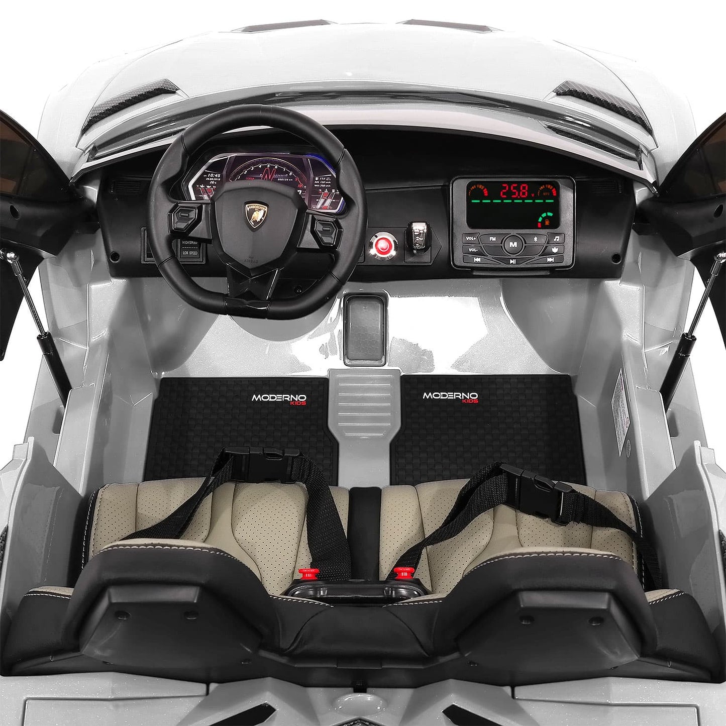 Lamborghini Aventador SVJ 24V Kids Ride-On Car with R/C Parental Remote | White
