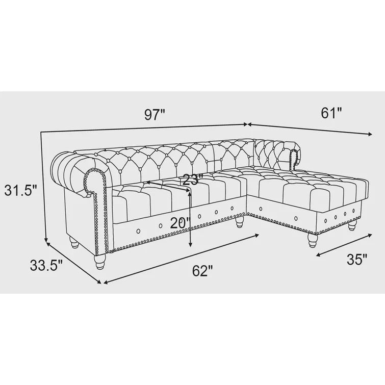 Lora 2 - Piece Velvet Sectional
