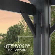 14x10 stratford traditional steel pergola with sail shade soft canopy