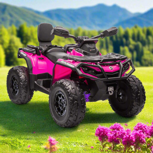 Can-Am Outlander 24V 4WD Kids Ride-On ATV Quad | Deep Pink
