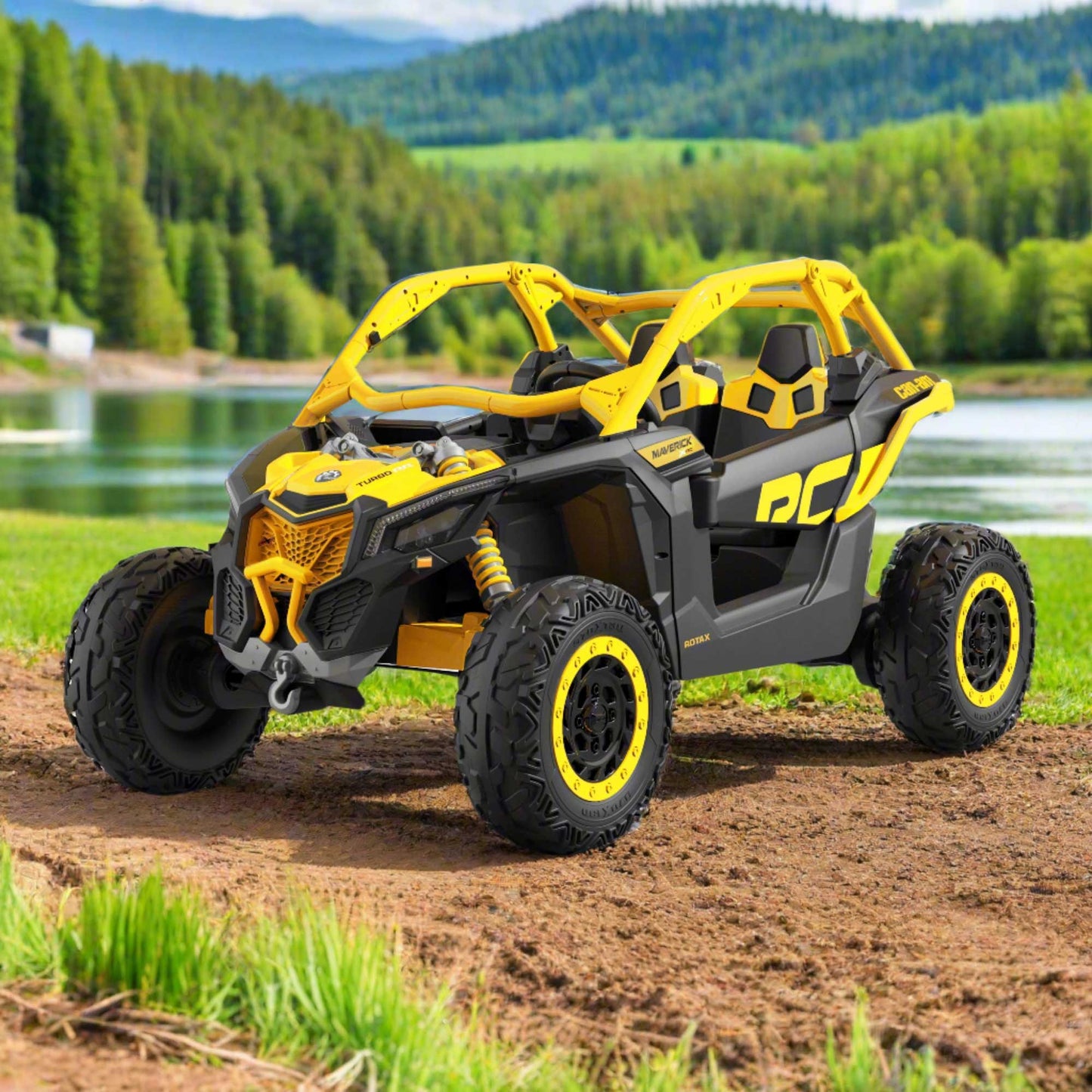 Can-Am Maverick XL Custom Edition 24V Kids Ride-On UTV Buggy Car | Yellow