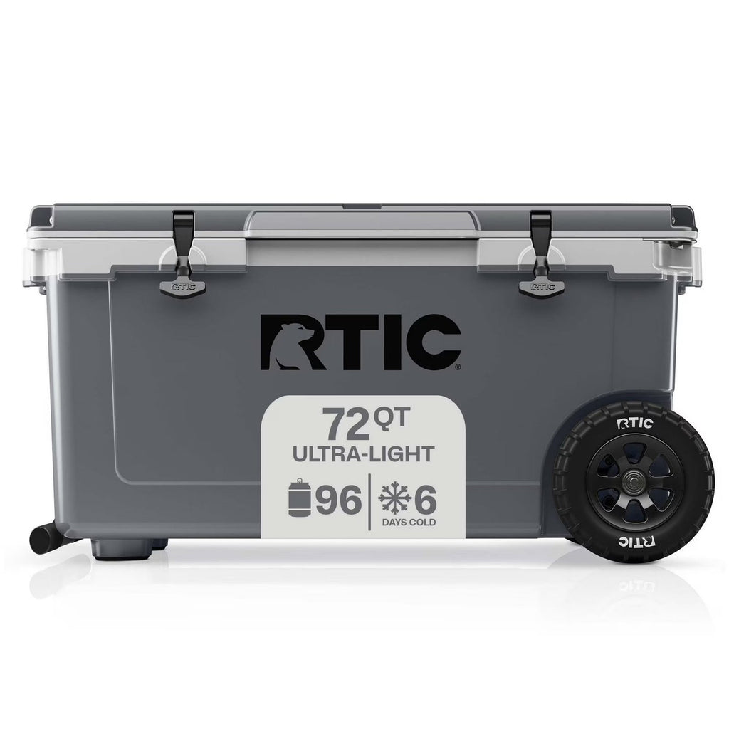 Wheeled Hard-Sided Ice Chest Cooler, Ultra-Light, Fits 96 Cans, Grey