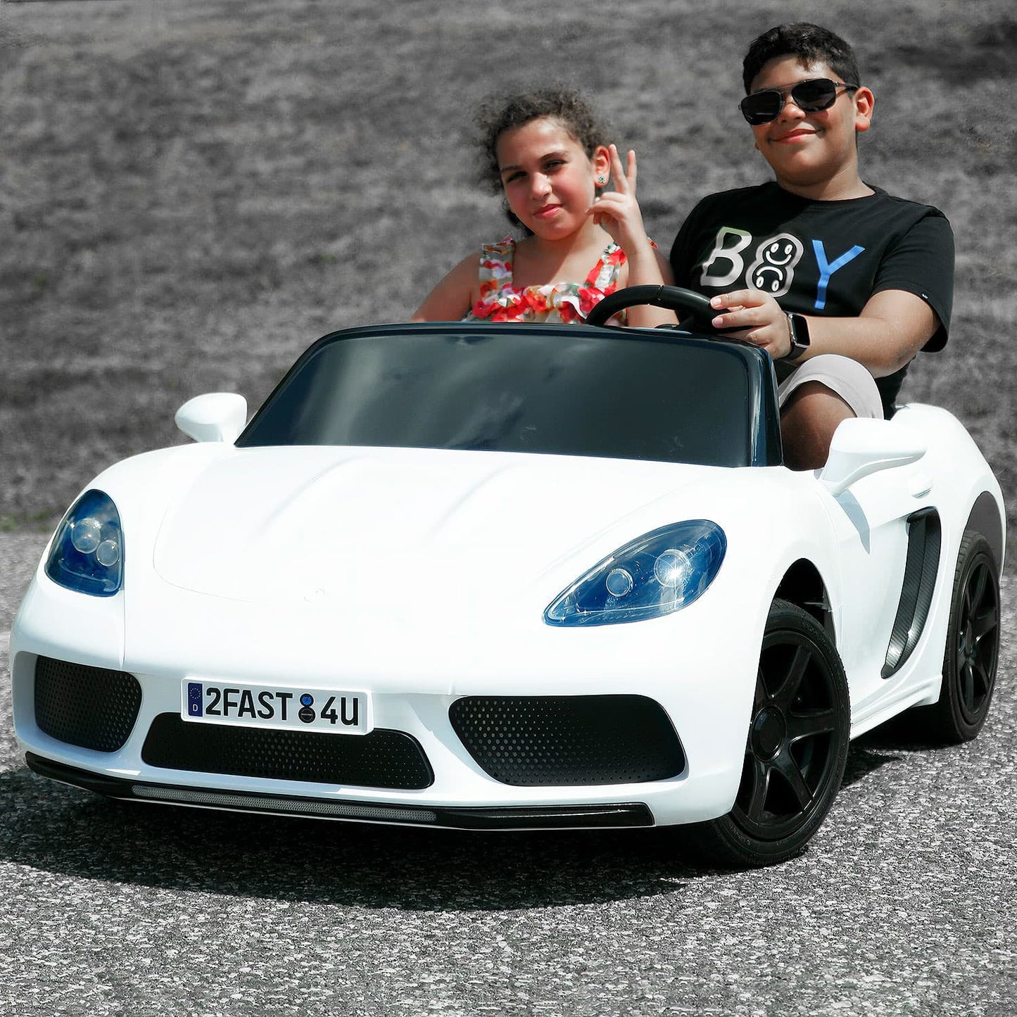 Roadster XXL Sport 24V Big Kids Ride-On Car | White