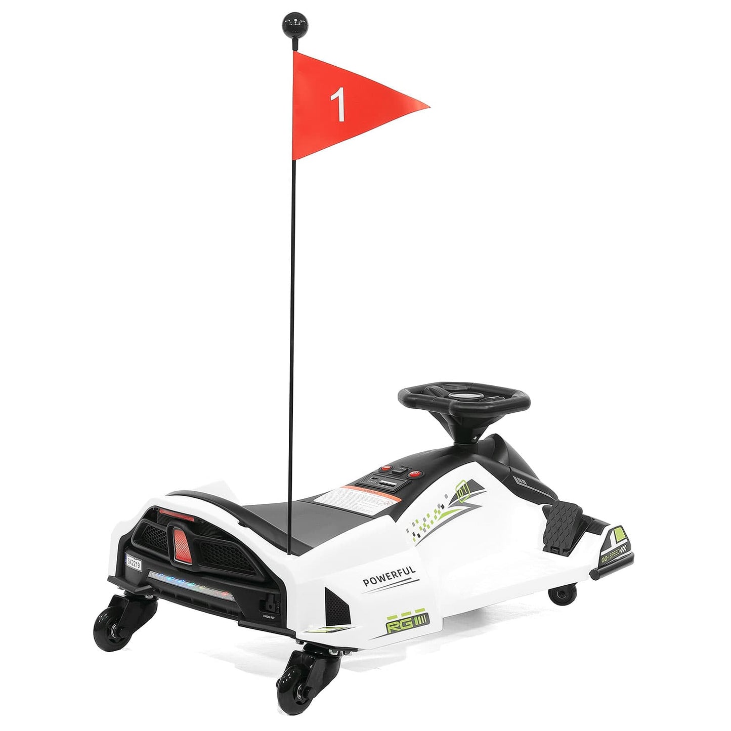 360° Drift Glider 24V Kids Ride-On Go-Kart | White