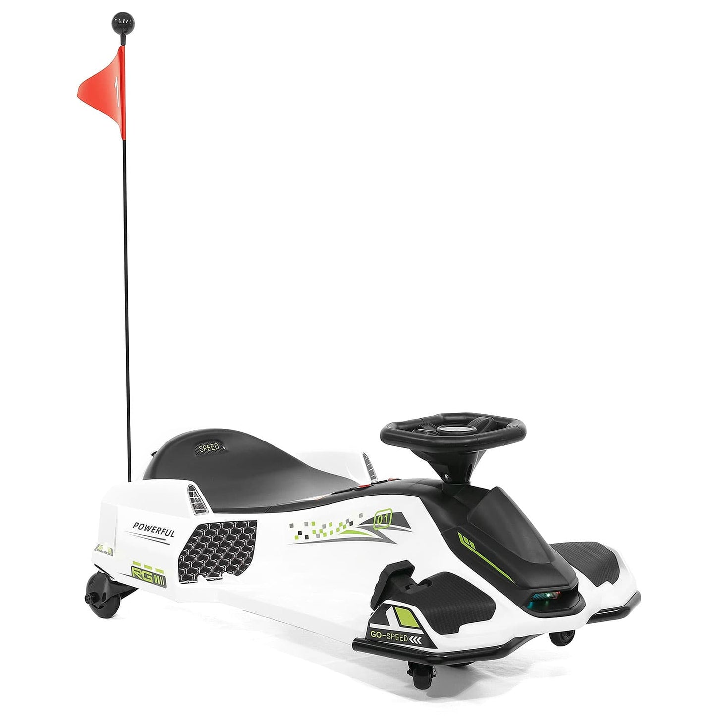 360° Drift Glider 24V Kids Ride-On Go-Kart | White