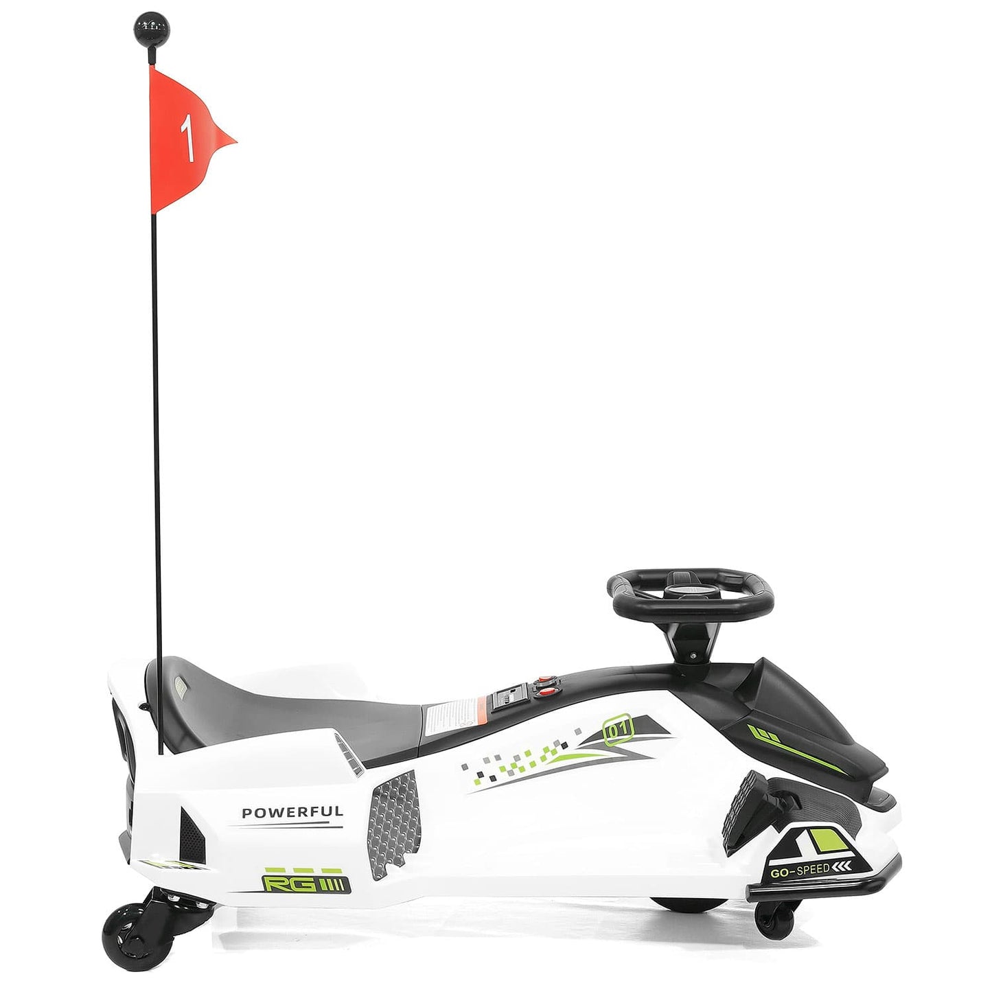 360° Drift Glider 24V Kids Ride-On Go-Kart | White