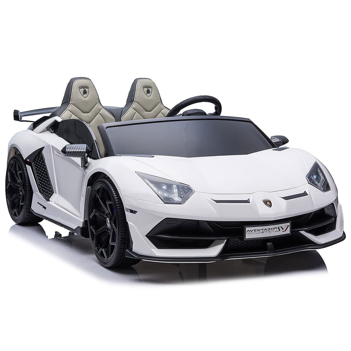Lamborghini Aventador SVJ 24V Kids Ride-On Car with R/C Parental Remote | White
