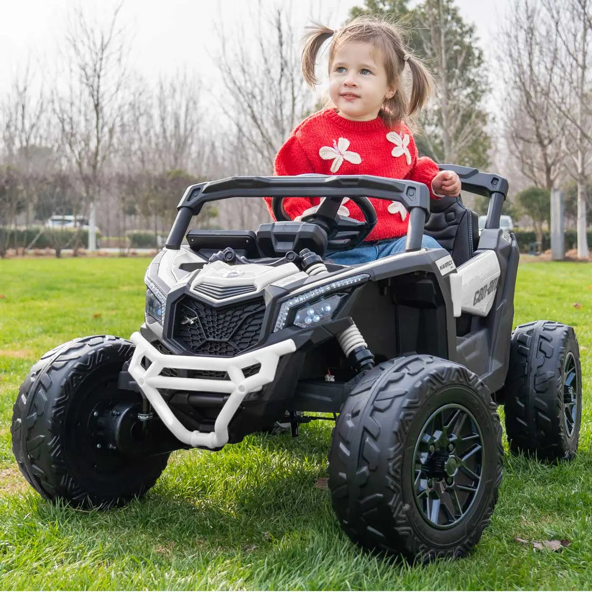 Can-Am Maverick Custom Edition 24V Kids Ride-On UTV Buggy Car | White