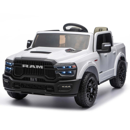 Dodge Ram 2500 Rebel 24V Kids Ride-On Car Truck with R/C Parental Remote | White