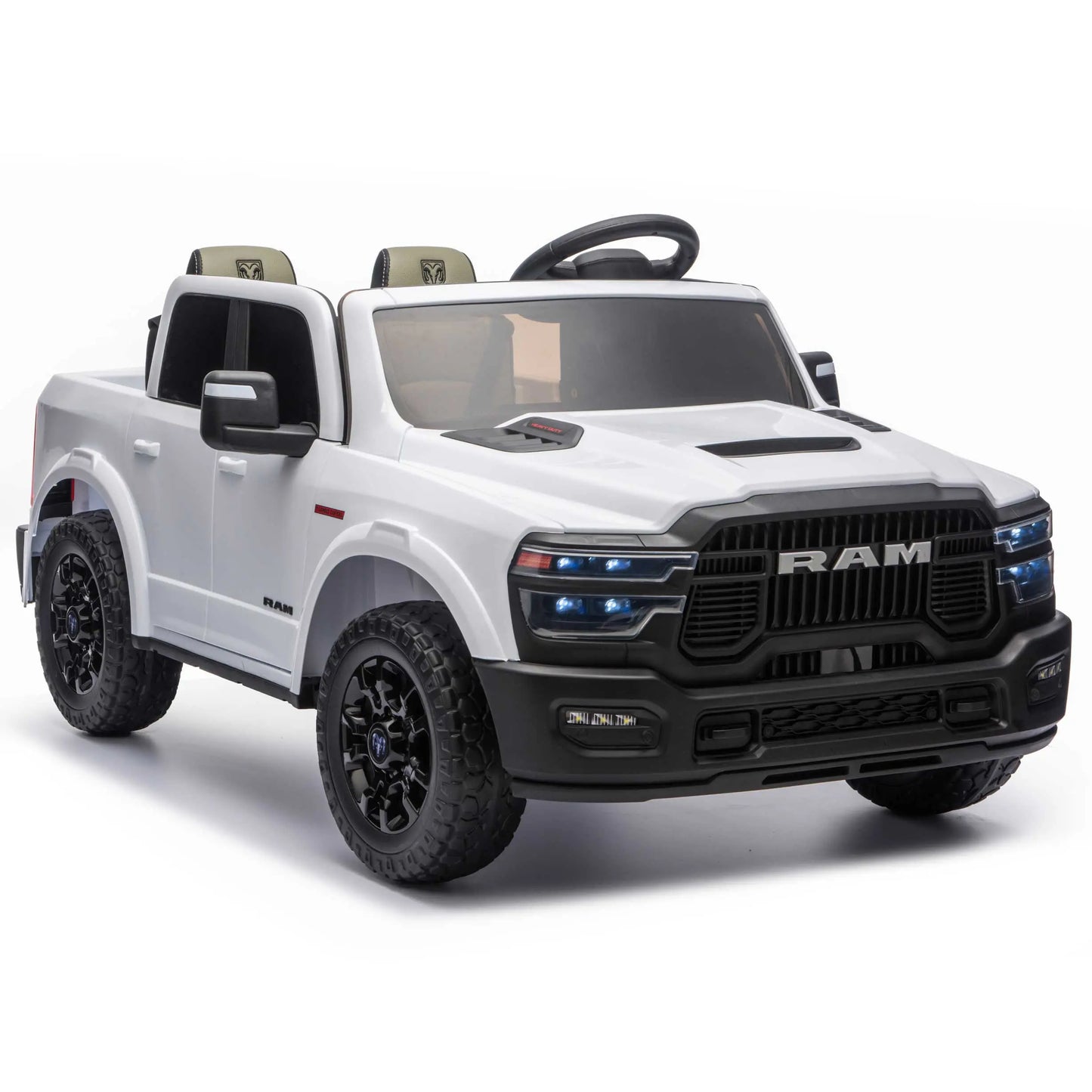 Dodge Ram 2500 Rebel 24V Kids Ride-On Car Truck with R/C Parental Remote | White
