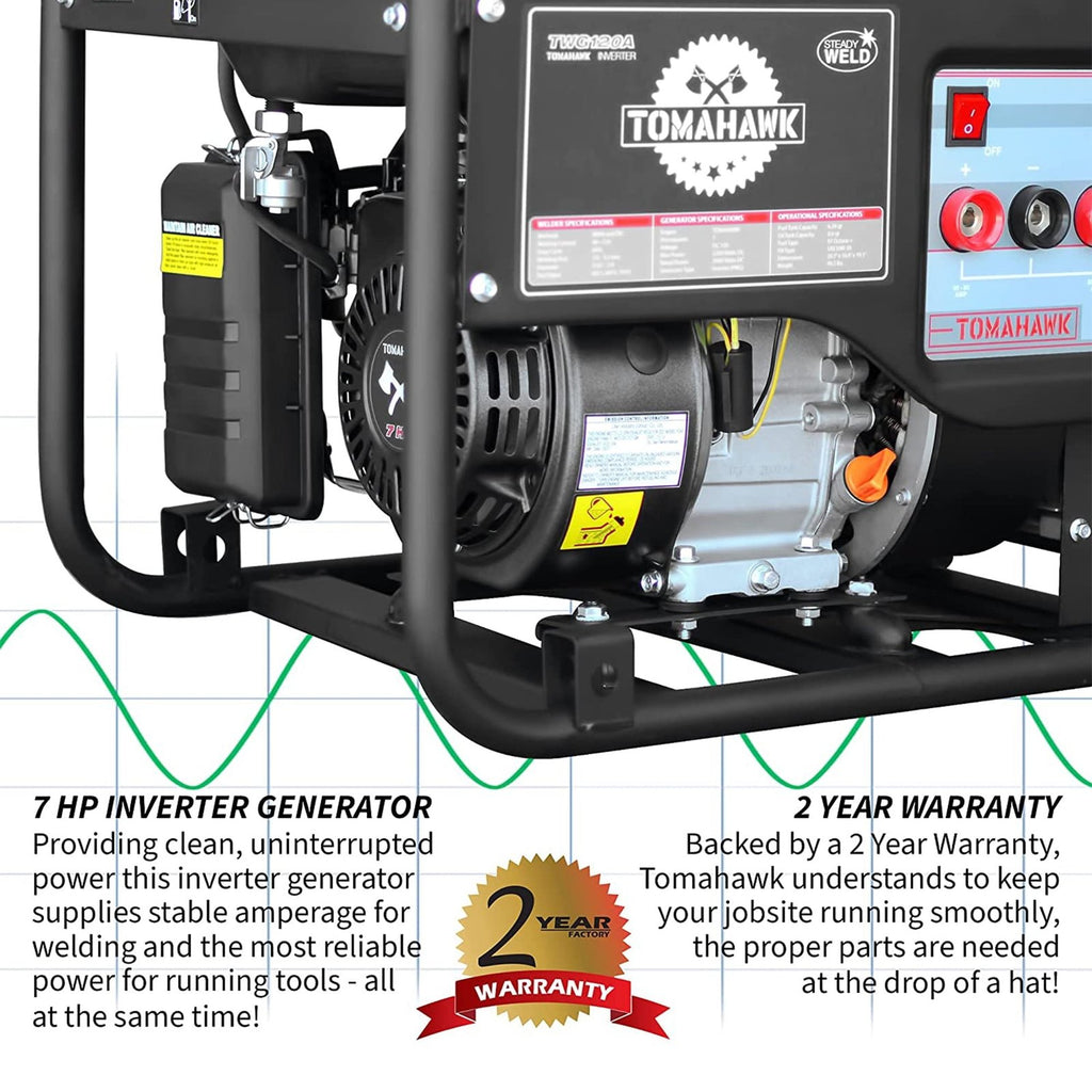 Tomahawk Power TWG120A 120A Welder with 7HP Gas Powered 2200W Generator
