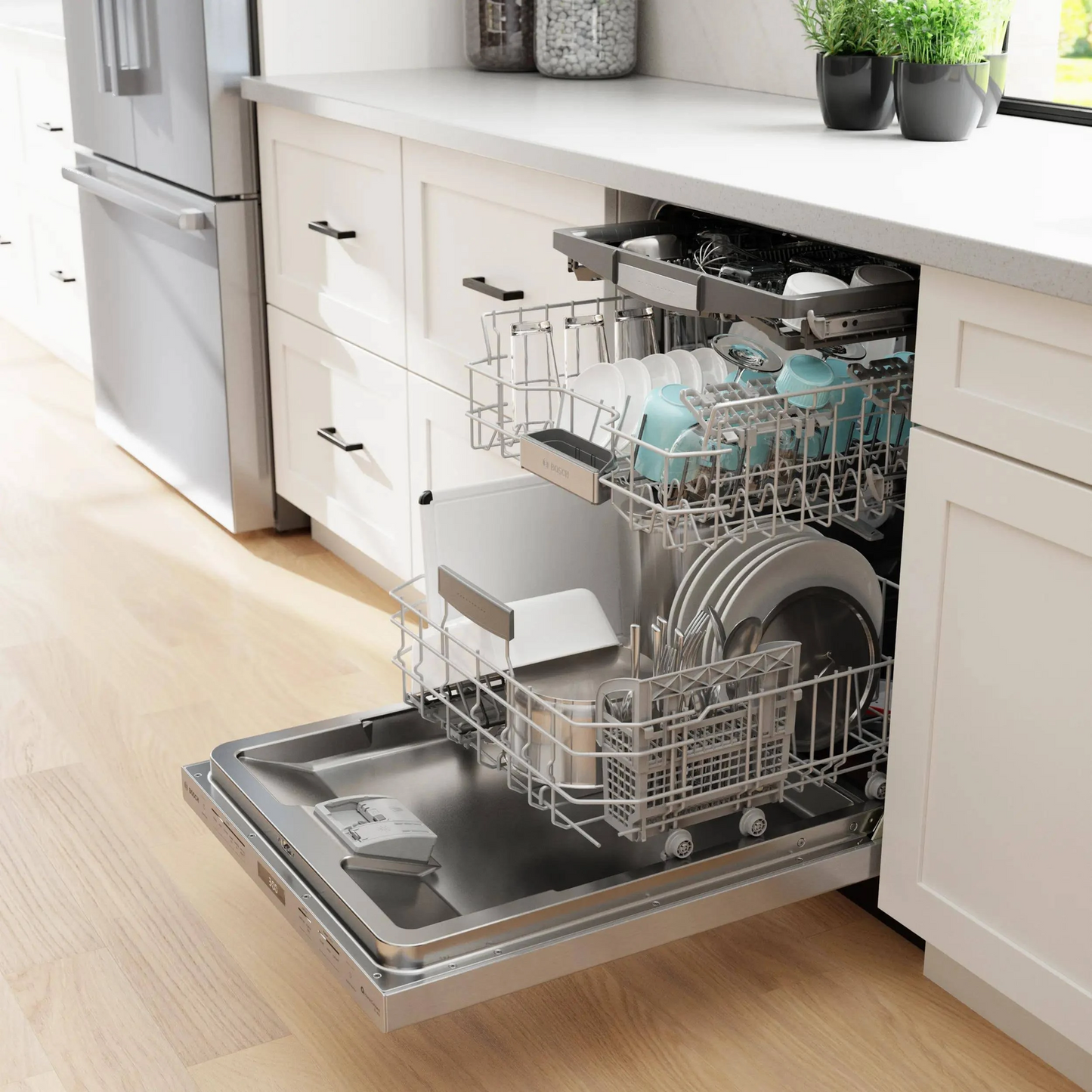 Bosch 800 Series 24 in. Top Control Smart Dishwasher with 42 dBa Sound Level, 3rd-Rack, CrystalDry &amp; Pocket – Stainless Steel