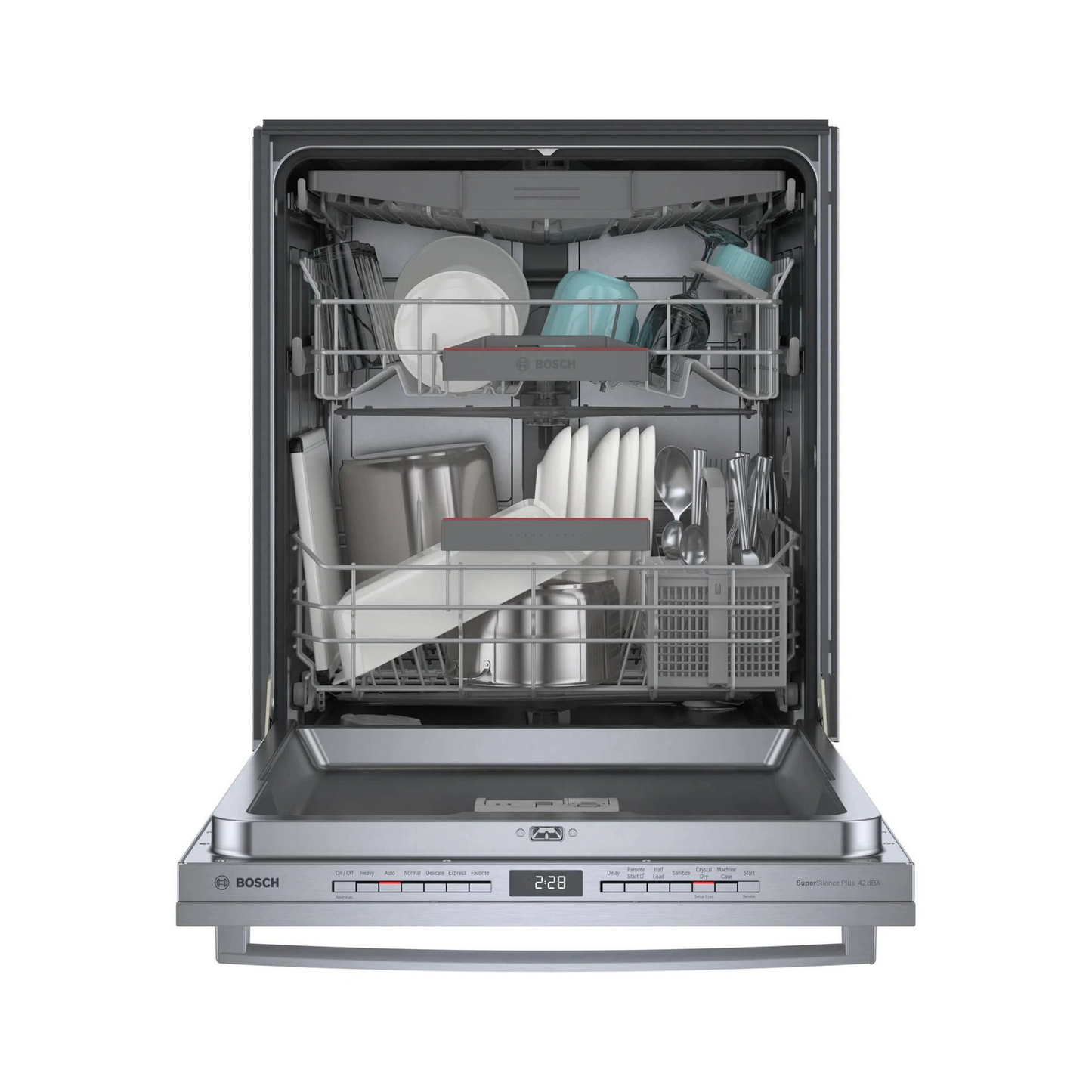 Bosch 800 Series 24 in. Top Control Smart Dishwasher with 42 dBa Sound Level, 3rd-Rack, CrystalDry &amp; Pocket – Stainless Steel