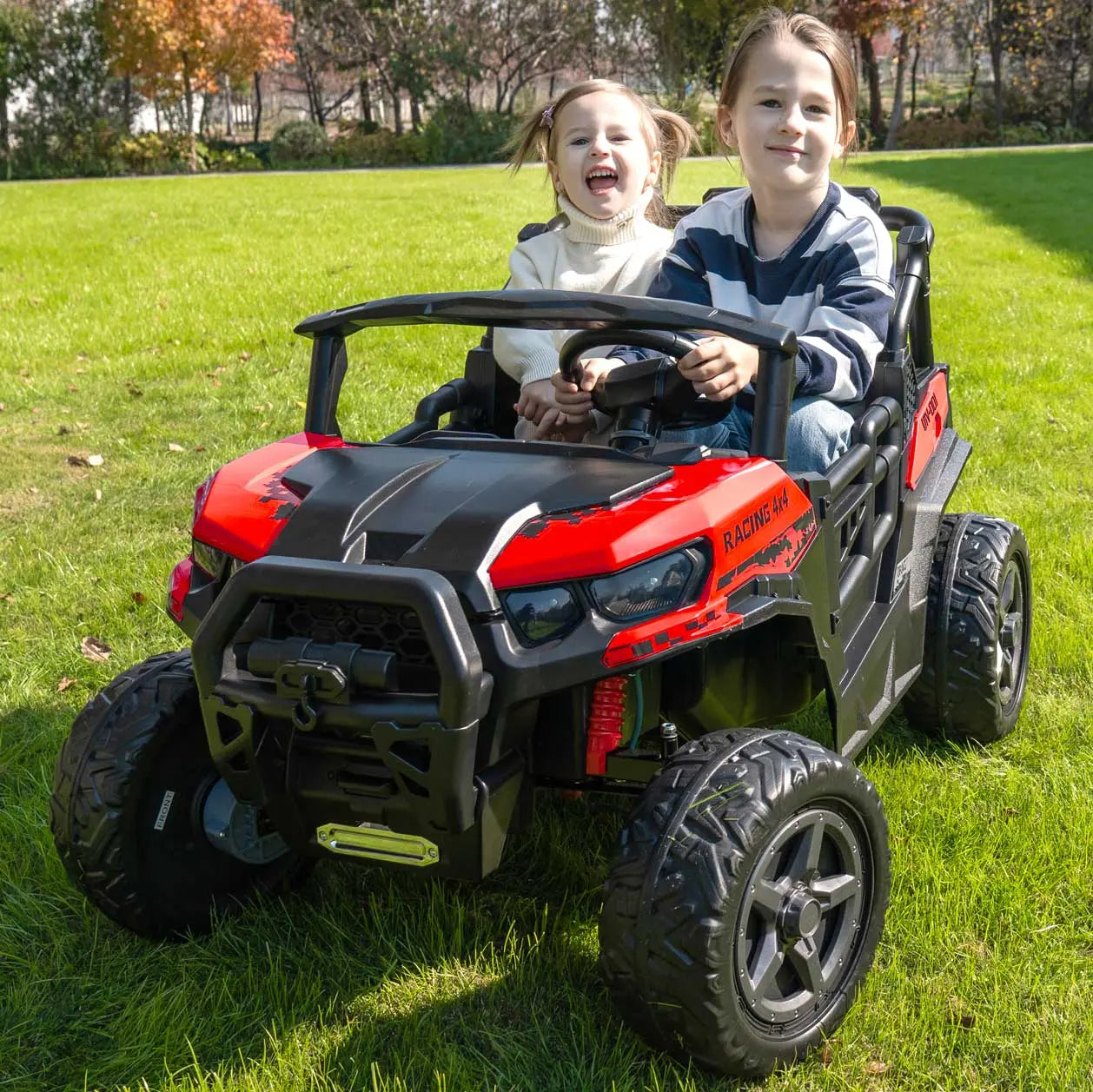 Trail Rider 24V 4WD Kids Ride-On UTV with R/C Parental Remote | Red